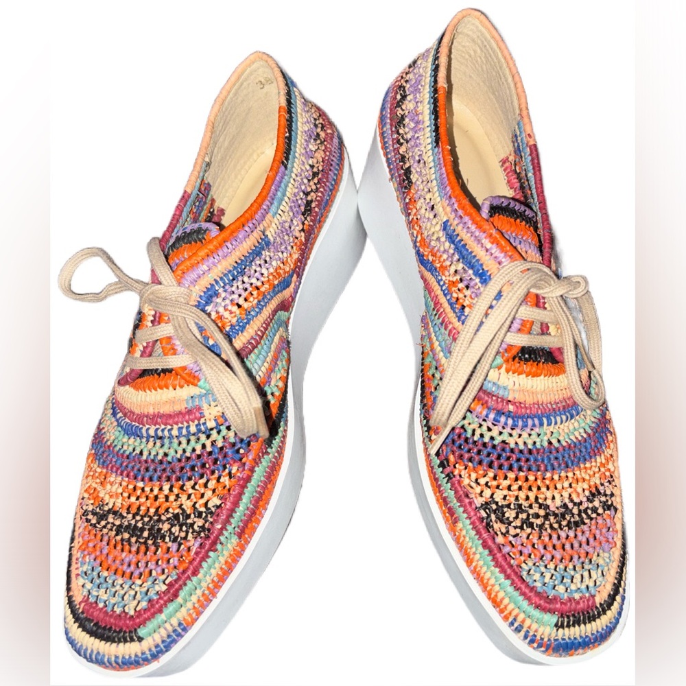 Clergerie Paris Pastel Raffia Lace-up Oxford